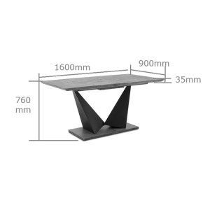 pak-093-000008-10 ΤΡΑΠΕΖΙ GORDON PAKOWORLD ΕΠΕΚΤΕΙΝΟΜΕΝΟ ΓΚΡΙ CEMENT LPL - ΠΟΔΙ ΜΑΥΡΟ ΜΕΤΑΛΛΟ 160-200X90X75ΕΚ