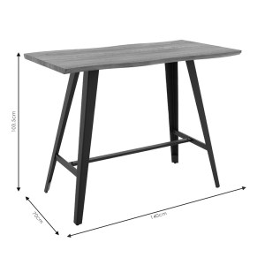pak-093-000014-4 TΡΑΠΕΖΙ ΜΠΑΡ FORTITUDE PAKOWORLD MDF ΚΑΡΥΔΙ - ΠΟΔΙ ΜΑΥΡΟ 140X70X103.5ΕΚ