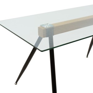 pak-101-000019-2 ΤΡΑΠΕΖΙ ASTRID PAKOWORLD ΓΥΑΛΙΝΟ 10ΧΙΛ - ΠΟΔΙ ΜΑΥΡΟ 140X80X75ΕΚ