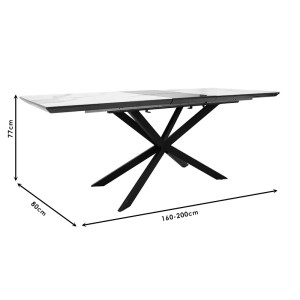 pak-101-000036-7 ΤΡΑΠΕΖΙ ΕΠΕΚΤΕΙΝΟΜΕΝΟ PALAN PAKOWORLD MDF ΟΨΗ ΜΑΡΜΑΡΟΥ ΓΚΡΙ-ΜΑΥΡΟ 160-200X80X77ΕΚ