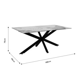 pak-101-000067-4 ΤΡΑΠΕΖΙ BETHAN PAKOWORLD SINTERED STONE ΛΕΥΚΟ ΜΑΡΜΑΡΟΥ-ΜΑΥΡΟ 180X90X75ΕΚ