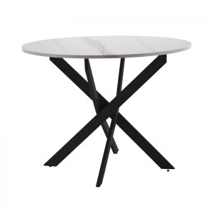pak-101-000088 ΤΡΑΠΕΖΙ DAMMERO PAKOWORLD MDF ΣΕ CREAM ΑΠΟΧΡΩΣΗ ΜΕ ΠΟΔΙ ΜΑΥΡΟ ΜΕΤΑΛΛΟ Φ100X75ΕΚ