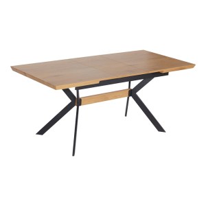 pak-101-000120 ΤΡΑΠΕΖΙ JESSAMY PAKOWORLD ΕΠΕΚΤΕΙΝΟΜΕΝΟ MDF 43MM ΣΕ ΦΥΣΙΚΗ ΑΠΟΧΡΩΣΗ ΚΑΙ ΠΟΔΙ ΜΕΤΑΛΛΙΚΟ ΜΑΥΡΟ 160/200X90X76ΕΚ