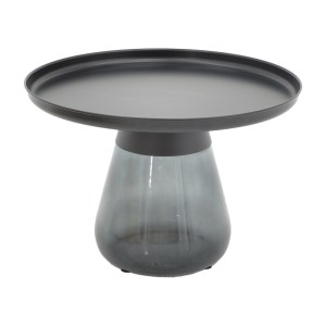 pak-101-000123-2 ΒΟΗΘΗΤΙΚΑ ΤΡΑΠΕΖΙΑ KUNLO INART ΣΕΤ 2ΤΕΜ ΜΑΥΡΟ ΜΕΤΑΛΛΟ-ΜΑΥΡΟ ΓΥΑΛΙ