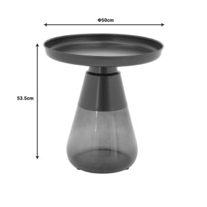 pak-101-000123-5 ΒΟΗΘΗΤΙΚΑ ΤΡΑΠΕΖΙΑ KUNLO INART ΣΕΤ 2ΤΕΜ ΜΑΥΡΟ ΜΕΤΑΛΛΟ-ΜΑΥΡΟ ΓΥΑΛΙ
