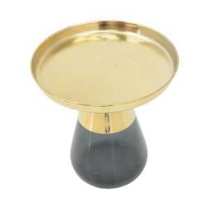 pak-101-000124-3 ΒΟΗΘΗΤΙΚΑ ΤΡΑΠΕΖΙΑ KUNLO INART ΣΕΤ 2ΤΕΜ ΧΡΥΣΟ ΧΡΩΜΙΟ-ΜΑΥΡΟ ΓΥΑΛΙ