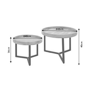 pak-113-000014-4 ΤΡΑΠΕΖΙ ΣΑΛΟΝΙΟΥ KELLY ΣΕΤ 2ΤΕΜ PAKOWORLD ΜΑΣΙΦ ΞΥΛΟ ΦΥΣΙΚΟ-ΜΑΥΡΟ