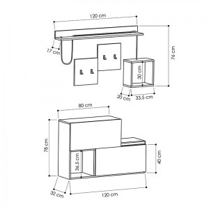 pak-119-000667-3 ΕΠΙΠΛΟ ΕΙΣΟΔΟΥ-ΠΑΠΟΥΤΣΟΘΗΚΗ HOLDON 13 ΖΕΥΓΩΝ ΑΝΘΡΑΚΙ-ΦΥΣΙΚΟ 120X32X78