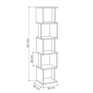 pak-119-001027-2 ΒΙΒΛΙΟΘΗΚΗ - ΣΤΗΛΗ PIRI ΧΡΩΜΑ LIGHT OAK - ΑΝΘΡΑΚΙ 35X30X161ΕΚ