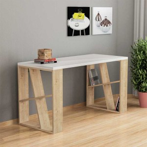 pak-119-001028-1 ΓΡΑΦΕΙΟ HONEY PAKOWORLD ΧΡΩΜΑ ΛΕΥΚΟ - LIGHT OAK 140X60X75ΕΚ