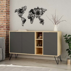 pak-119-001063-1 ΜΠΟΥΦΕΣ CLARA PAKOWORLD ΧΡΩΜΑ LIGHT OAK-ΑΝΘΡΑΚΙ 142X35.5X82ΕΚ