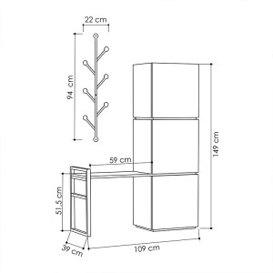 pak-119-001066-3 ΕΠΙΠΛΟ ΕΙΣΟΔΟΥ-ΠΟΡΤ ΜΑΝΤΩ MELLO PAKOWORLD ΧΡΩΜΑ ΦΥΣΙΚΟ - ΑΝΘΡΑΚΙ 109X39X149ΕΚ