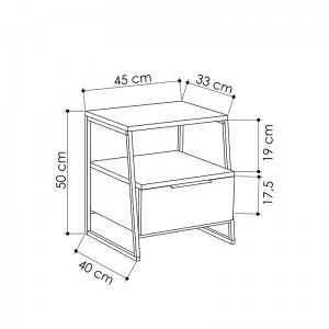 pak-119-001090-5 ΚΟΜΟΔΙΝΟ JOHANA PAKOWORLD ΜΑΥΡΟ-ΓΚΡΙ ANTIQUE 45X40X50ΕΚ