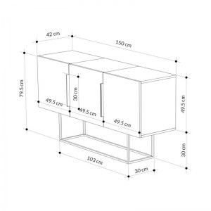 pak-119-001109-5 ΜΠΟΥΦΕΣ ESTELLA PAKOWORLD ΓΚΡΙ ANTIQUE-ΜΟΚΑ-ΛΕΥΚΟ 150X42X79.5ΕΚ