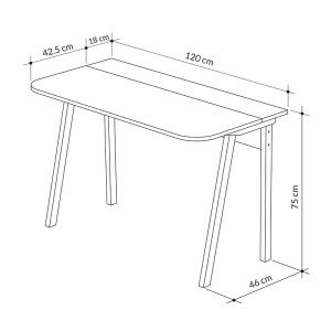 pak-119-001119-5 ΓΡΑΦΕΙΟ ΕΡΓΑΣΙΑΣ MALIA PAKOWORLD ΛΕΥΚΟ-ΦΥΣΙΚΟ-ΑΝΘΡΑΚΙ ANTIQUE 120X60.5X75ΕΚ