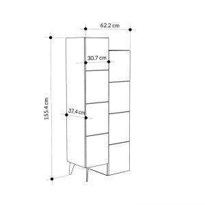 pak-119-001122-4 ΝΤΟΥΛΑΠΙ-ΣΤΗΛΗ ROMANE PAKOWORLD ΛΕΥΚΟ 62.2X37.4X155.4ΕΚ