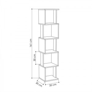 pak-119-001124-2 ΒΙΒΛΙΟΘΗΚΗ - ΣΤΗΛΗ PIRI PAKOWORLD ΧΡΩΜΑ ΛΕΥΚΟ-ΜΟΚΑ 35X30X161ΕΚ