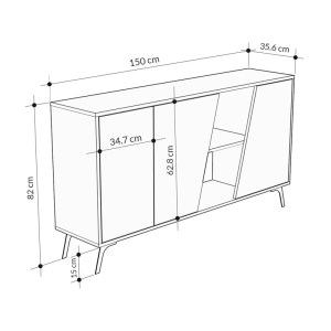 pak-119-001128-4 ΜΠΟΥΦΕΣ HANA PAKOWORLD ΦΥΣΙΚΟ-ΑΝΘΡΑΚΙ ANTIQUE 150X35.5X82ΕΚ