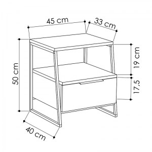 pak-119-001164-3 ΚΟΜΟΔΙΝΟ JOHANA PAKOWORLD ΜΑΥΡΟ-ΜΟΚΑ 45X40X50ΕΚ