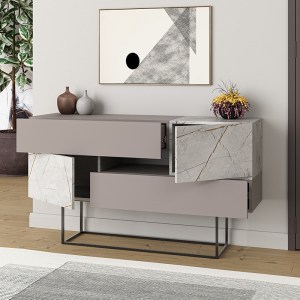 pak-119-001169-1 ΜΠΟΥΦΕΣ ROBERTA PAKOWORLD ΜΟΚΑ-ΛΕΥΚΟ ΜΑΡΜΑΡΟΥ 145X40X82ΕΚ