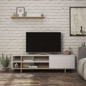 pak-119-001227-1 ΣΥΝΘΕΤΟ ΣΑΛΟΝΙΟΥ SALOON PAKOWORLD ΣΕ ΛΕΥΚΗ-OAK ΑΠΟΧΡΩΣΗ 160X35.5X44ΕΚ