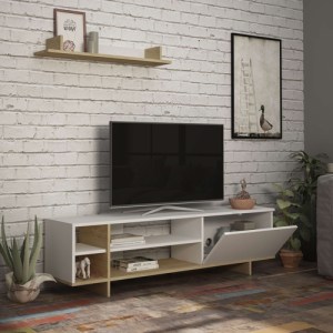 pak-119-001227-2 ΣΥΝΘΕΤΟ ΣΑΛΟΝΙΟΥ SALOON PAKOWORLD ΣΕ ΛΕΥΚΗ-OAK ΑΠΟΧΡΩΣΗ 160X35.5X44ΕΚ