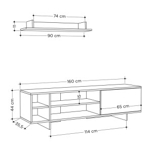 pak-119-001227-3 ΣΥΝΘΕΤΟ ΣΑΛΟΝΙΟΥ SALOON PAKOWORLD ΣΕ ΛΕΥΚΗ-OAK ΑΠΟΧΡΩΣΗ 160X35.5X44ΕΚ