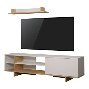 pak-119-001227 ΣΥΝΘΕΤΟ ΣΑΛΟΝΙΟΥ SALOON PAKOWORLD ΣΕ ΛΕΥΚΗ-OAK ΑΠΟΧΡΩΣΗ 160X35.5X44ΕΚ