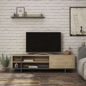pak-119-001228-1 ΣΥΝΘΕΤΟ ΣΑΛΟΝΙΟΥ SALOON PAKOWORLD ΣΕ ΑΝΘΡΑΚΙ-OAK ΑΠΟΧΡΩΣΗ 160X35.5X44ΕΚ