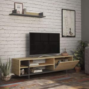 pak-119-001228-2 ΣΥΝΘΕΤΟ ΣΑΛΟΝΙΟΥ SALOON PAKOWORLD ΣΕ ΑΝΘΡΑΚΙ-OAK ΑΠΟΧΡΩΣΗ 160X35.5X44ΕΚ