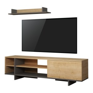 pak-119-001228 ΣΥΝΘΕΤΟ ΣΑΛΟΝΙΟΥ SALOON PAKOWORLD ΣΕ ΑΝΘΡΑΚΙ-OAK ΑΠΟΧΡΩΣΗ 160X35.5X44ΕΚ