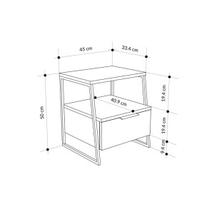 pak-119-001234-3 ΚΟΜΟΔΙΝΟ JOHANA PAKOWORLD ΜΑΥΡΟ-ΛΕΥΚΟ 45X40X50ΕΚ