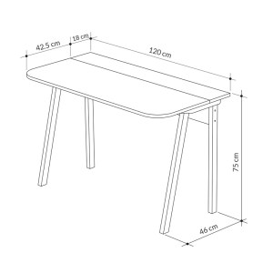 pak-119-001247-3 ΓΡΑΦΕΙΟ MALIA PAKOWORLD ΛΕΥΚΟ-ΜΟΚΑ ΚΑΙ ΠΟΔΙ ΣΕ ΦΥΣΙΚΗ ΑΠΟΧΡΩΣΗ 120X60.5X75ΕΚ