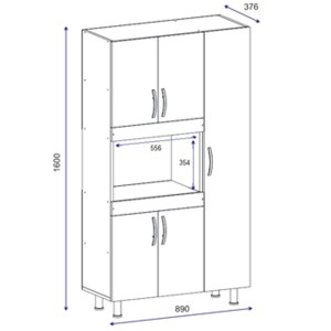 pak-120-000003-5 ΝΤΟΥΛΑΠΑ ΚΟΥΖΙΝΑΣ DEFNE PAKOWORLD ΧΡΩΜΑ ΛΕΥΚΟ-ΚΑΡΥΔΙ  89X37.5X160ΕΚ
