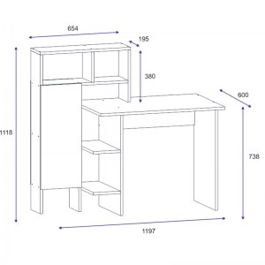 pak-120-000022-3 ΓΡΑΦΕΙΟ ΜΕ ΒΙΒΛΙΟΘΗΚΗ SLATE PAKOWORLD ΧΡΩΜΑ ΛΕΥΚΟ-ΦΥΣΙΚΟ 120X60X112ΕΚ