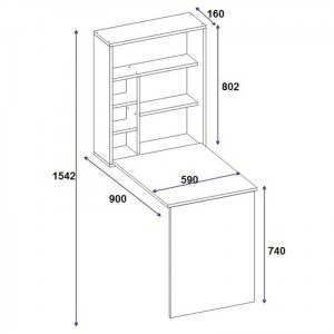 pak-120-000084-3 ΓΡΑΦΕΙΟ ΤΟΙΧΟΥ ΑΝΟΙΓΟΜΕΝΟ RAVIN PAKOWORLD ΛΕΥΚΟ 63X90X154ΕΚ