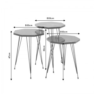 pak-120-000243-2 ΒΟΗΘΗΤΙΚΑ ΤΡΑΠΕΖΙΑ ΣΑΛΟΝΙΟΥ BUENA PAKOWORLD ΣΕΤ 3ΤΕΜ ΜΑΥΡΟ ΜΑΡΜΑΡΟΥ-ΜΑΥΡΟ