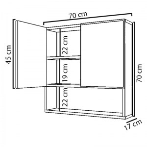pak-120-000288-4 ΚΑΘΡΕΠΤΗΣ ΜΠΑΝΙΟΥ ZANTE PAKOWORLD ΛΕΥΚΟ 70X17X70ΕΚ