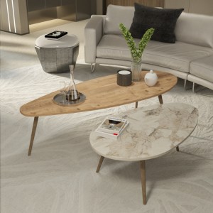 pak-120-000415-1 ΤΡΑΠΕΖΙ ΣΑΛΟΝΙΟΥ MONTY PAKOWORLD OAK-ΜΠΕΖ ΜΑΡΜΑΡΟΥ ΜΕΛΑΜΙΝΗΣ 116X46X46ΕΚ