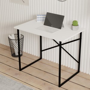 pak-120-000468-1 ΓΡΑΦΕΙΟ ZAYN PAKOWORLD ΜΑΥΡΟ ΜΕΤΑΛΛΟ ΚΑΙ ΜΕΛΑΜΙΝΗ ΣΕ ΛΕΥΚΗ ΑΠΟΧΡΩΣΗ 90X60X70ΕΚ