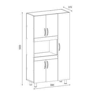 pak-120-000480-4 ΝΤΟΥΛΑΠΑ ΚΟΥΖΙΝΑΣ DEFNE PAKOWORLD ΣΕ ΛΕΥΚΗ ΑΠΟΧΡΩΣΗ  89X37.5X160ΕΚ
