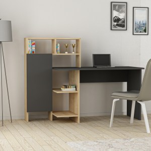 pak-120-000482-1 ΓΡΑΦΕΙΟ ΕΡΓΑΣΙΑΣ ΜΕ ΡΑΦΙΕΡΑ CALISMA PAKOWORLD ΣΕ OAK-ΑΝΘΡΑΚΙ ΑΠΟΧΡΩΣΗ 135X60X111ΕΚ