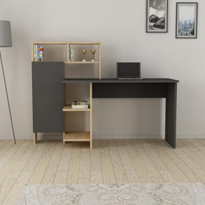 pak-120-000482-2 ΓΡΑΦΕΙΟ ΕΡΓΑΣΙΑΣ ΜΕ ΡΑΦΙΕΡΑ CALISMA PAKOWORLD ΣΕ OAK-ΑΝΘΡΑΚΙ ΑΠΟΧΡΩΣΗ 135X60X111ΕΚ
