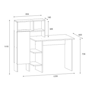 pak-120-000482-4 ΓΡΑΦΕΙΟ ΕΡΓΑΣΙΑΣ ΜΕ ΡΑΦΙΕΡΑ CALISMA PAKOWORLD ΣΕ OAK-ΑΝΘΡΑΚΙ ΑΠΟΧΡΩΣΗ 135X60X111ΕΚ
