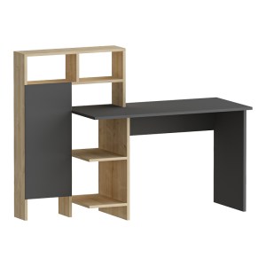 pak-120-000482 ΓΡΑΦΕΙΟ ΕΡΓΑΣΙΑΣ ΜΕ ΡΑΦΙΕΡΑ CALISMA PAKOWORLD ΣΕ OAK-ΑΝΘΡΑΚΙ ΑΠΟΧΡΩΣΗ 135X60X111ΕΚ