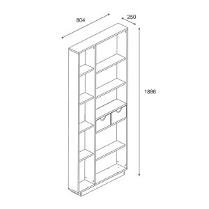 pak-120-000484-5 ΒΙΒΛΙΟΘΗΚΗ ΜΕ ΣΥΡΤΑΡΙΑ DAKIN PAKOWORLD ΣΕ OAK ΑΠΟΧΡΩΣΗ 80X25X190ΕΚ