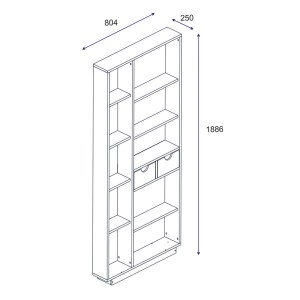 pak-120-000485-5 ΒΙΒΛΙΟΘΗΚΗ ΜΕ ΣΥΡΤΑΡΙΑ DAKIN PAKOWORLD ΣΕ ΛΕΥΚΗ-ΚΑΡΥΔΙ ΑΠΟΧΡΩΣΗ 80X25X190ΕΚ