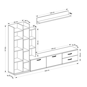 pak-120-000486-3 ΣΥΝΘΕΤΟ ΣΑΛΟΝΙΟΥ VISAO PAKOWORLD ΣΕ ΛΕΥΚΗ-ΚΑΡΥΔΙ ΑΠΟΧΡΩΣΗ 180X32X55ΕΚ