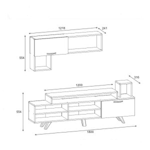 pak-120-000486-4 ΣΥΝΘΕΣΗ ΣΑΛΟΝΙΟΥ VISAO PAKOWORLD ΣΕ ΛΕΥΚΗ-ΚΑΡΥΔΙ ΑΠΟΧΡΩΣΗ 180X32X55ΕΚ