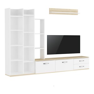 pak-120-000488 ΣΥΝΘΕΣΗ ΣΑΛΟΝΙΟΥ LEMAN PAKOWORLD ΣΕ ΛΕΥΚΗ-OAK ΑΠΟΧΡΩΣΗ 240X35X154ΕΚ